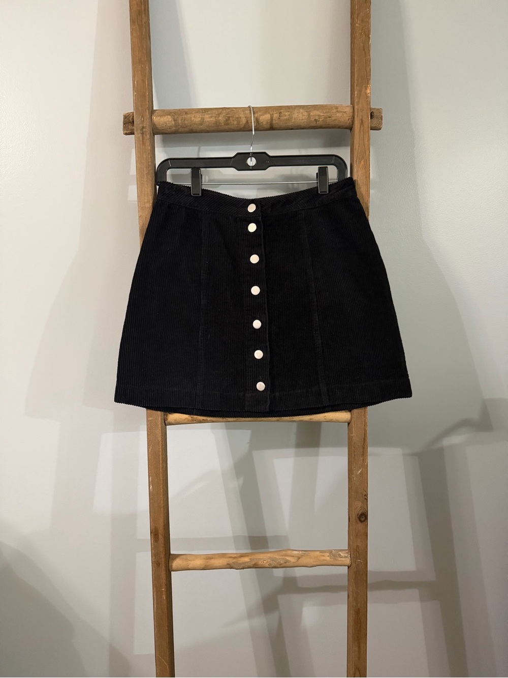 Charlotte Russe Black Corduroy Button-Front Mini Skirt